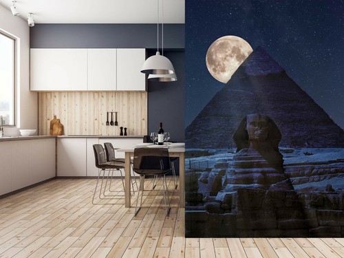 Papier peint nuit lune - peint,